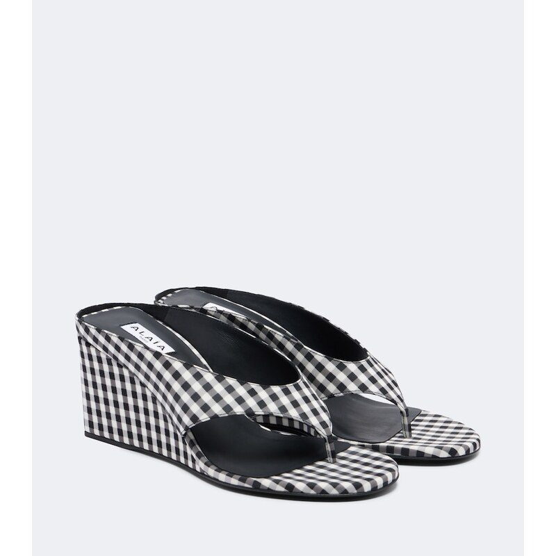 Alaia AlaÃ¯a Cube gingham wedge sandals