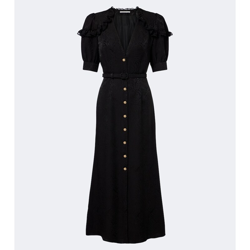 Alessandra Rich Belted silk jacquard midi dress