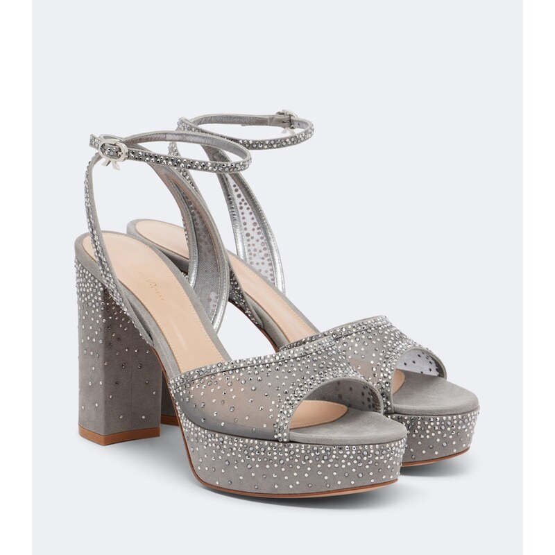 Gianvito Rossi Rania embellished organza platform sandals