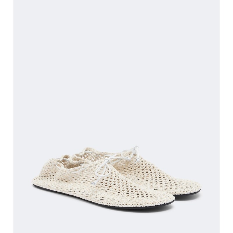 Christen Mandala crochet leather-trimmed flats