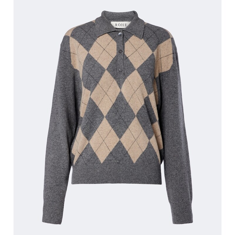 Rohe RÃ³he Argyle wool-blend polo sweater