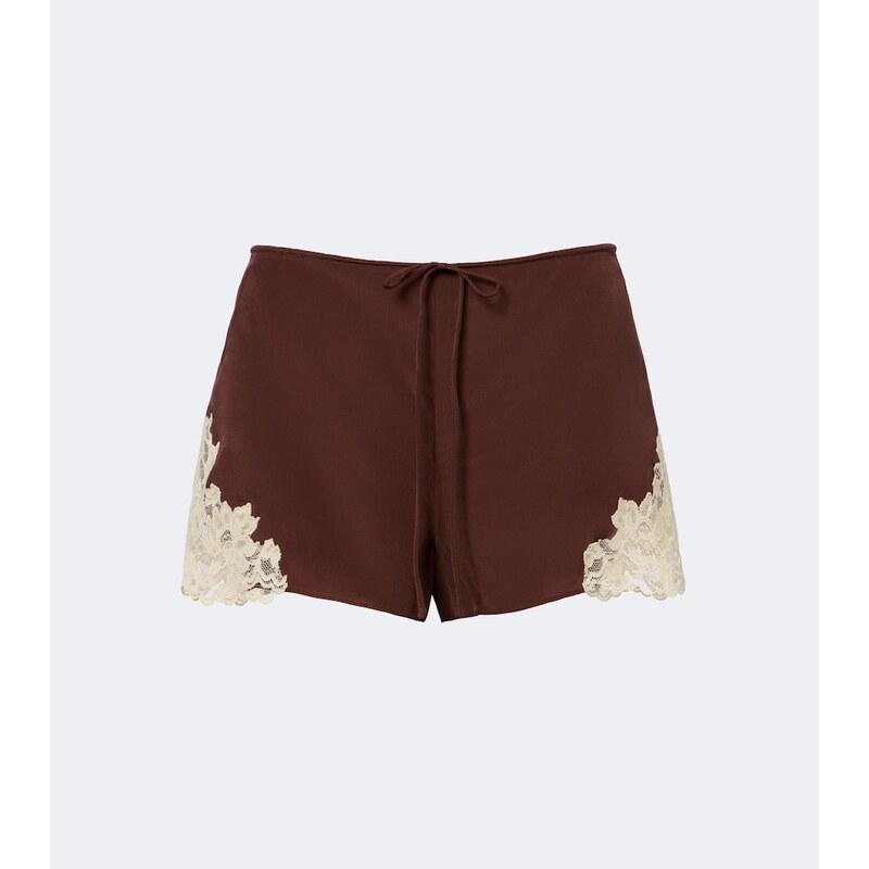 De La Vali Elia lace-trimmed crÃªpe de chine shorts