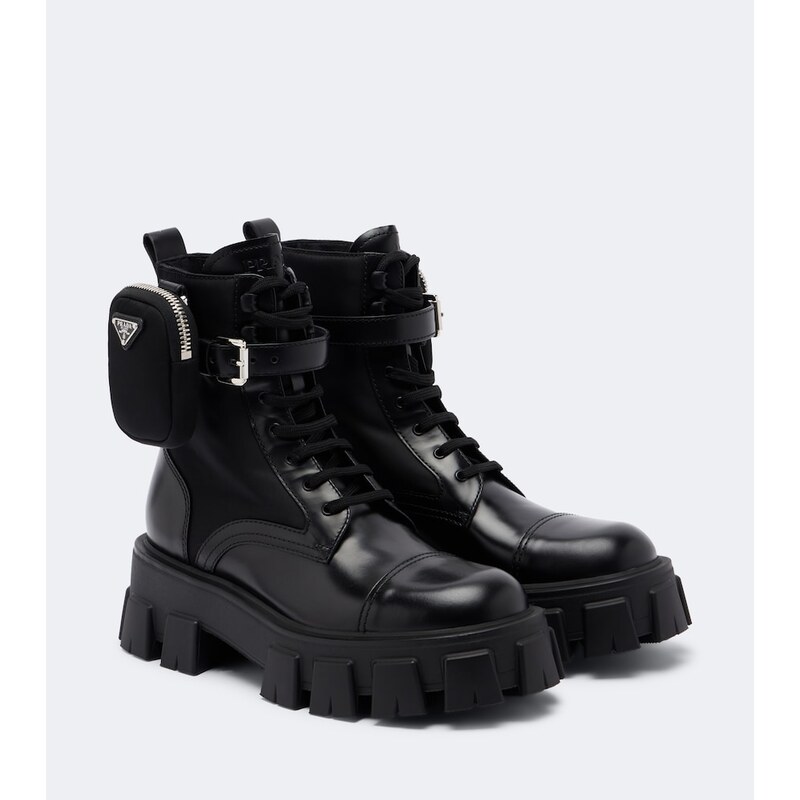 Prada Monolith kůželové boty na kotník v barvě černá