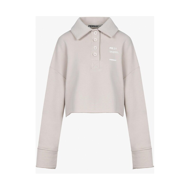 FEMSSY Mikina COLLAR SWEATSHIRT GREY béžová