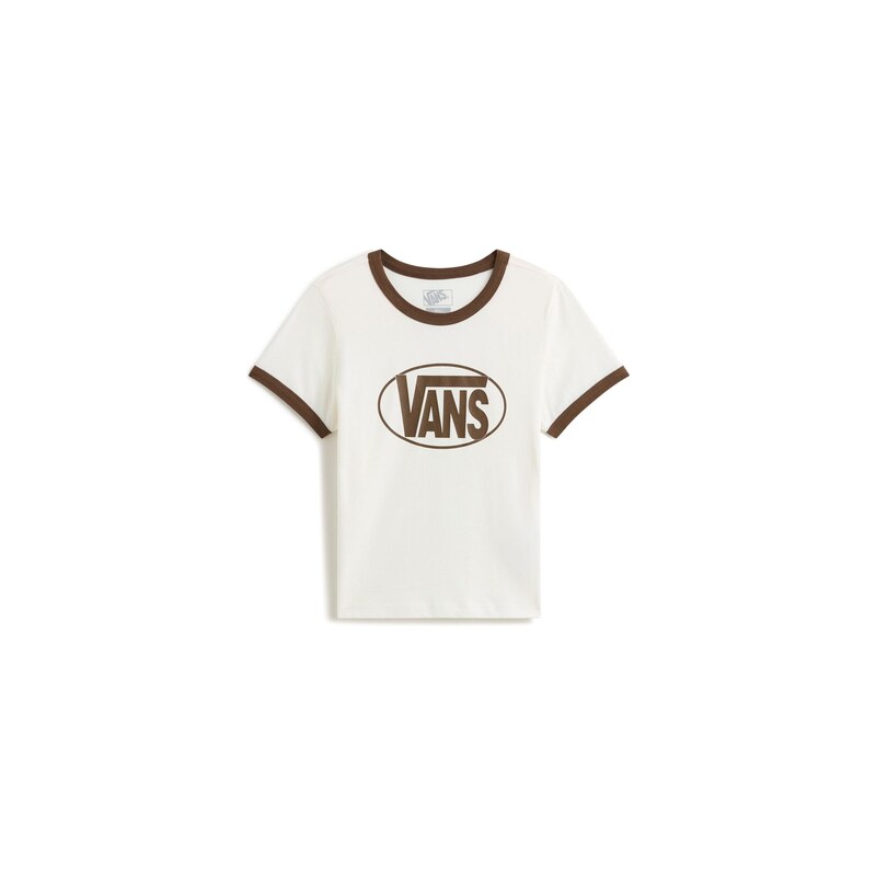 VANS Tričko Center Chest Ringer hnědá / bílá