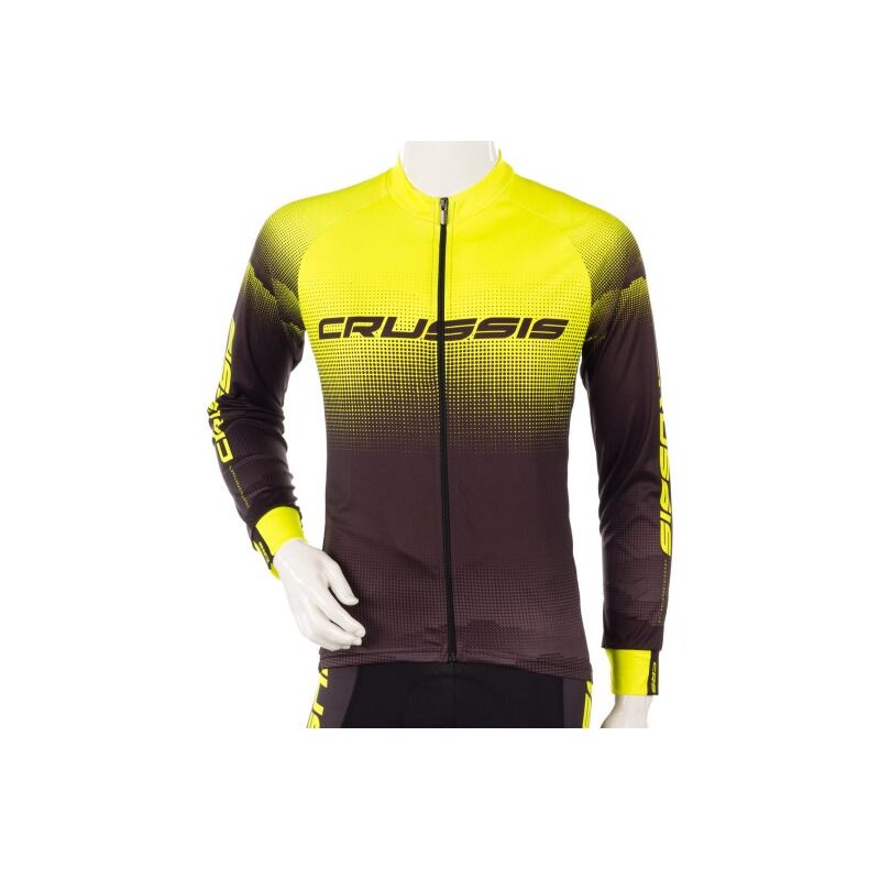 Crussis pánský cyklistický dres dlouhý rukáv černá/žlutá vel. S