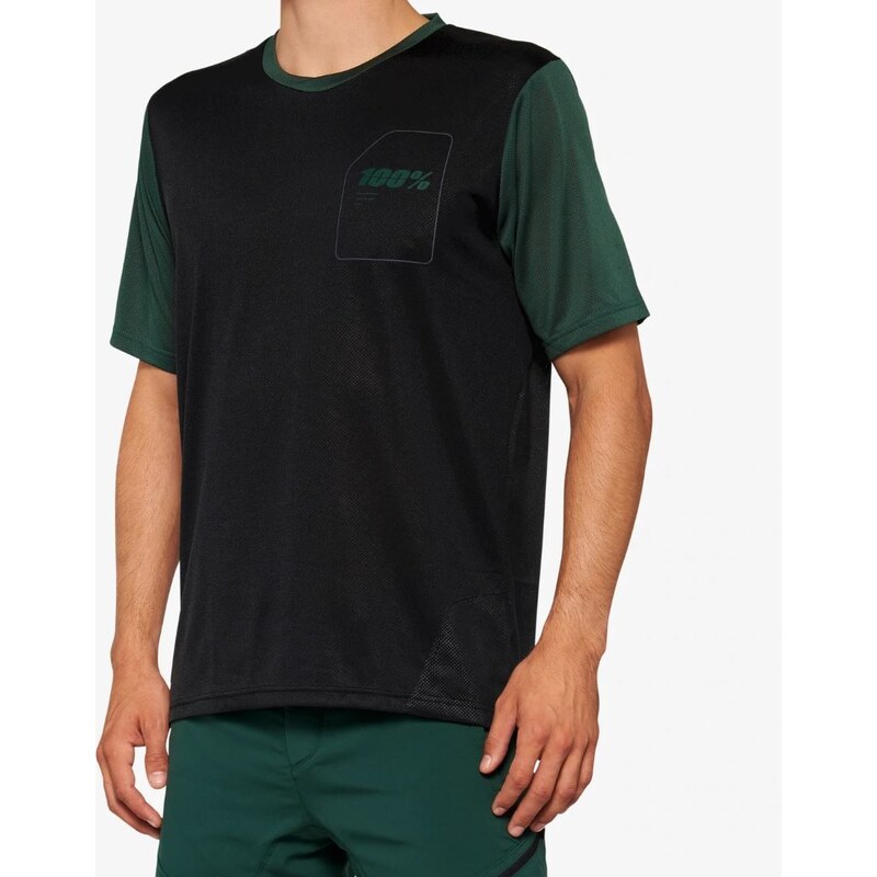 100% Ridecamp pánský dres krátký rukáv Black/Forest Green vel.