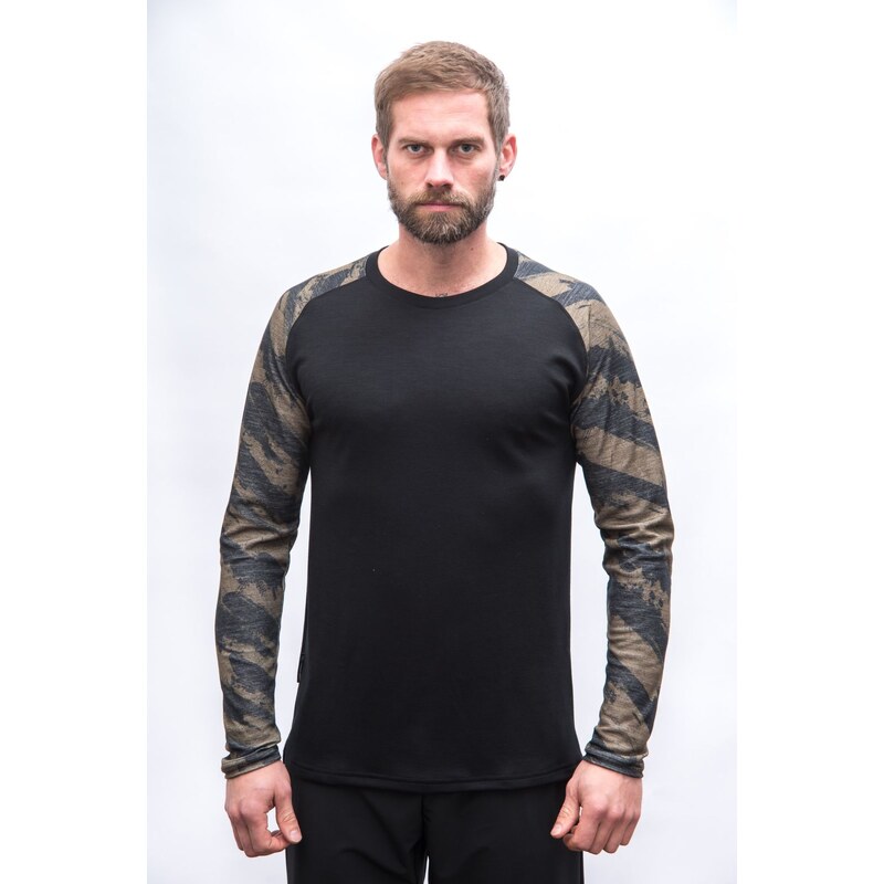 Sensor Merino Blend Impress pánské triko dlouhý rukáv černá