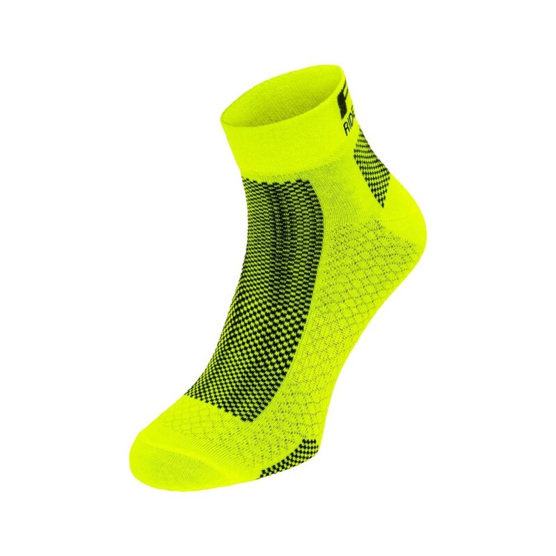 R2 Easy cyklistické ponožky neonově žlutá/černá vel. S (35-38)