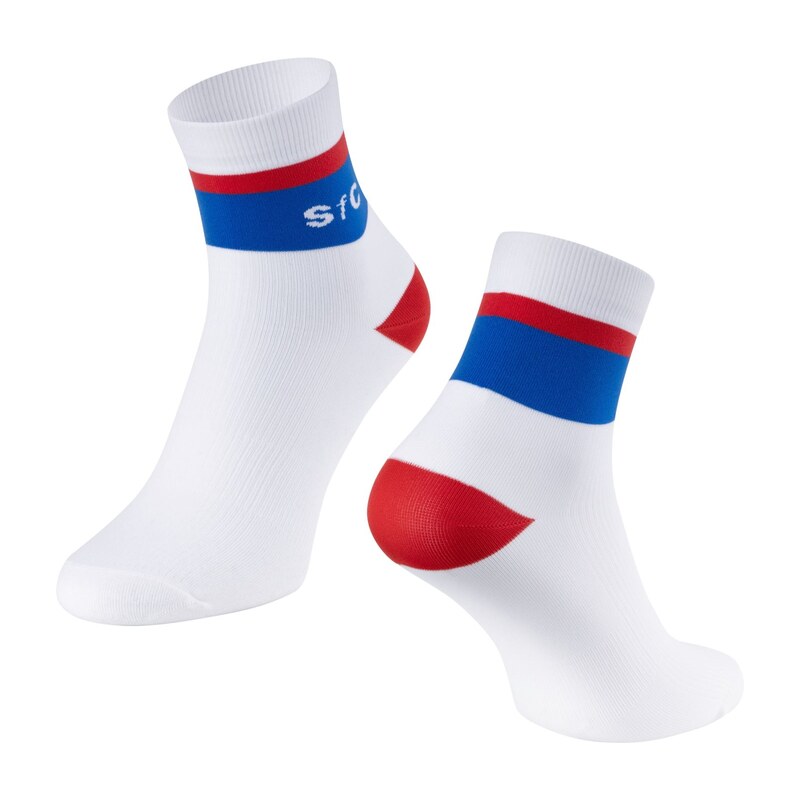 Force Stripe krátké ponožky bílá/modrá vel. S-M (EU 36-41)