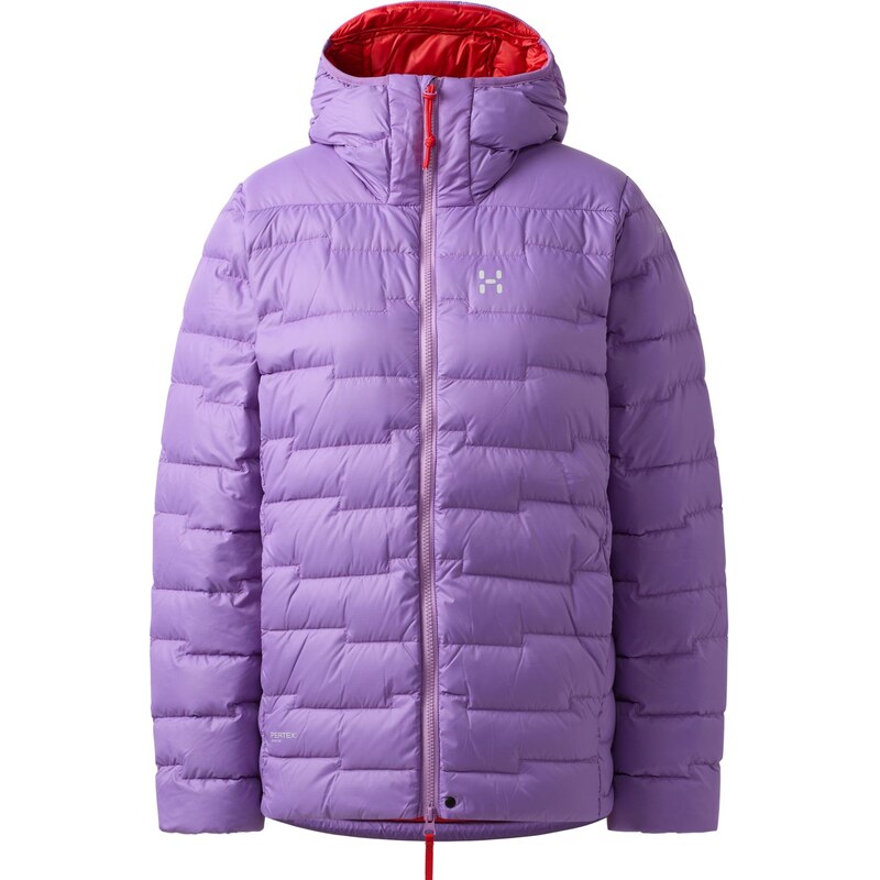 Haglöfs ROC Flash Down hood W dámská bunda Purple Ice/Tech Red