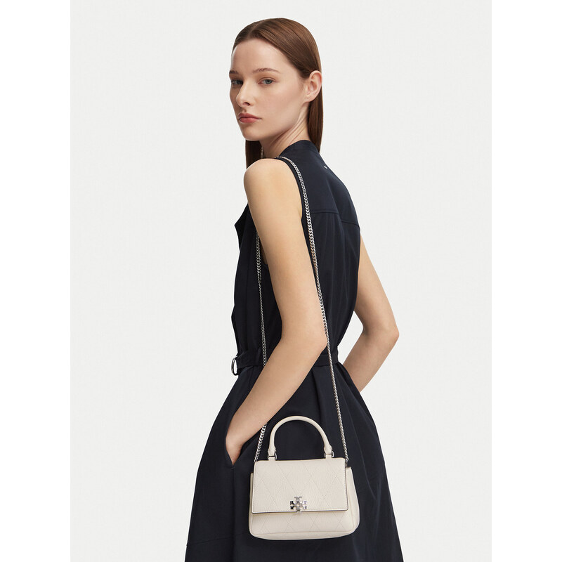 Kabelka Tory Burch Charlie Quilted Mini v krémové barvě