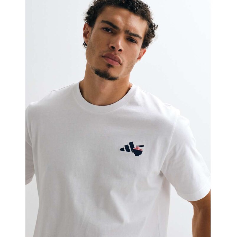 adidas Originals adidas Sportswear ramen graphic t-shirt in off