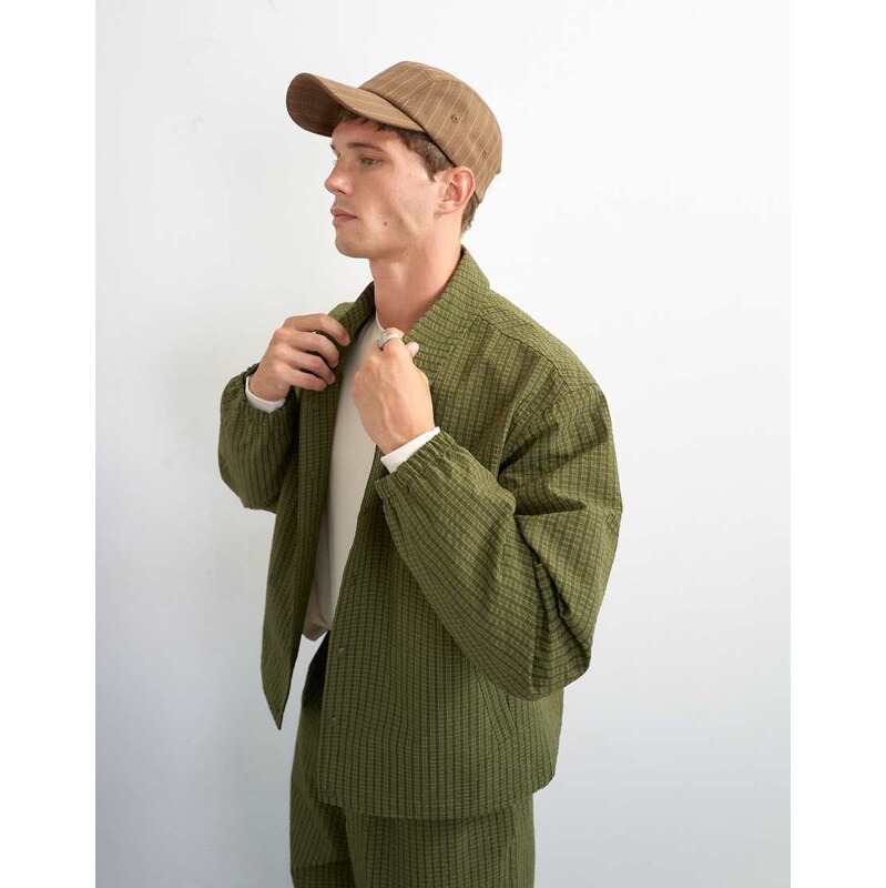 Topman oversized fit nylon ripstop harrington jacket in green