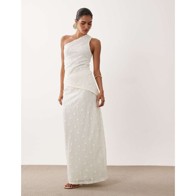Gina Tricot co-ord 3D floral sheer maxi skirt in off white