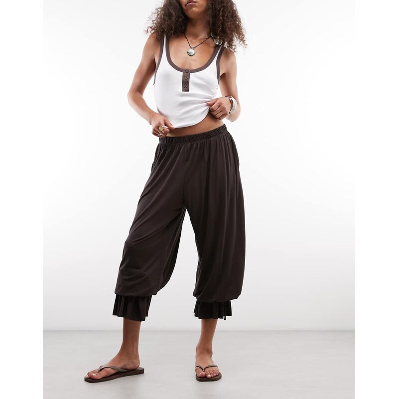 Monki balloon trousers in dark brown