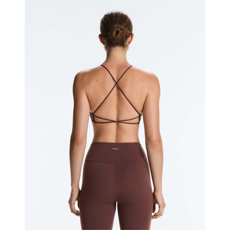 OYSHO Light-support comfortlux cross-back sports bra in brown