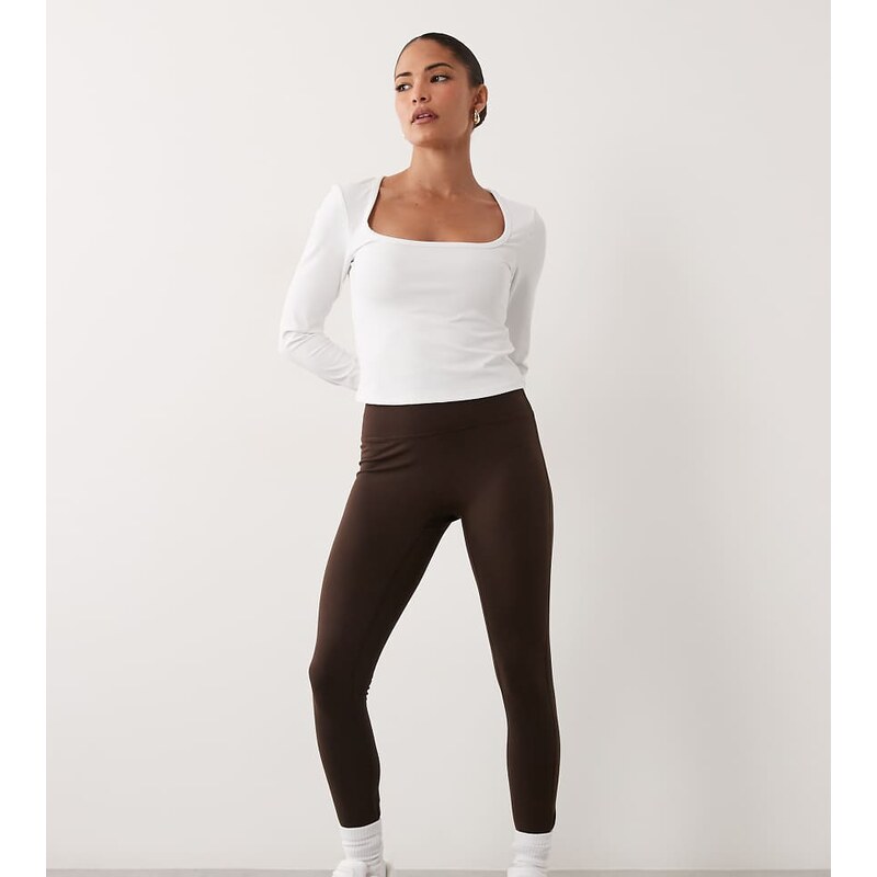 4505 Petite Icon soft touch high waist yoga legging in chocolate