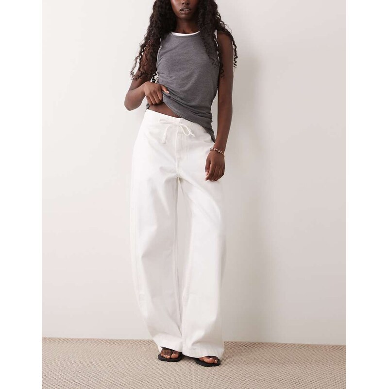 ASOS DESIGN pull on barrel trouser in white