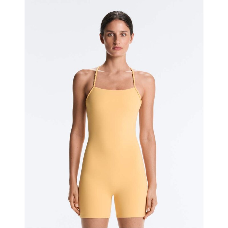 OYSHO Comfortlux braided short jumpsuit in yellow