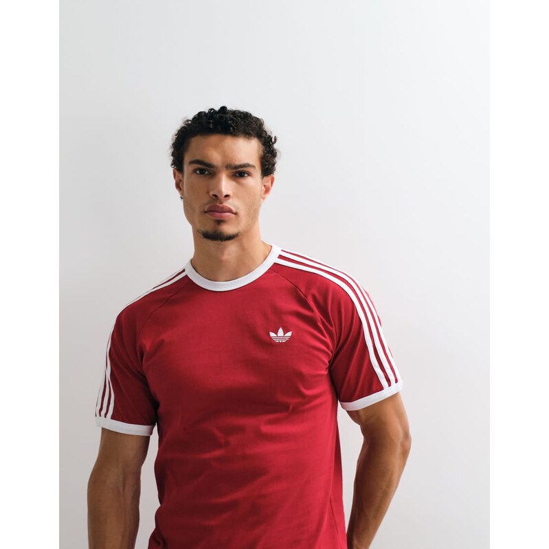adidas Originals three stripe t-shirt in red and white