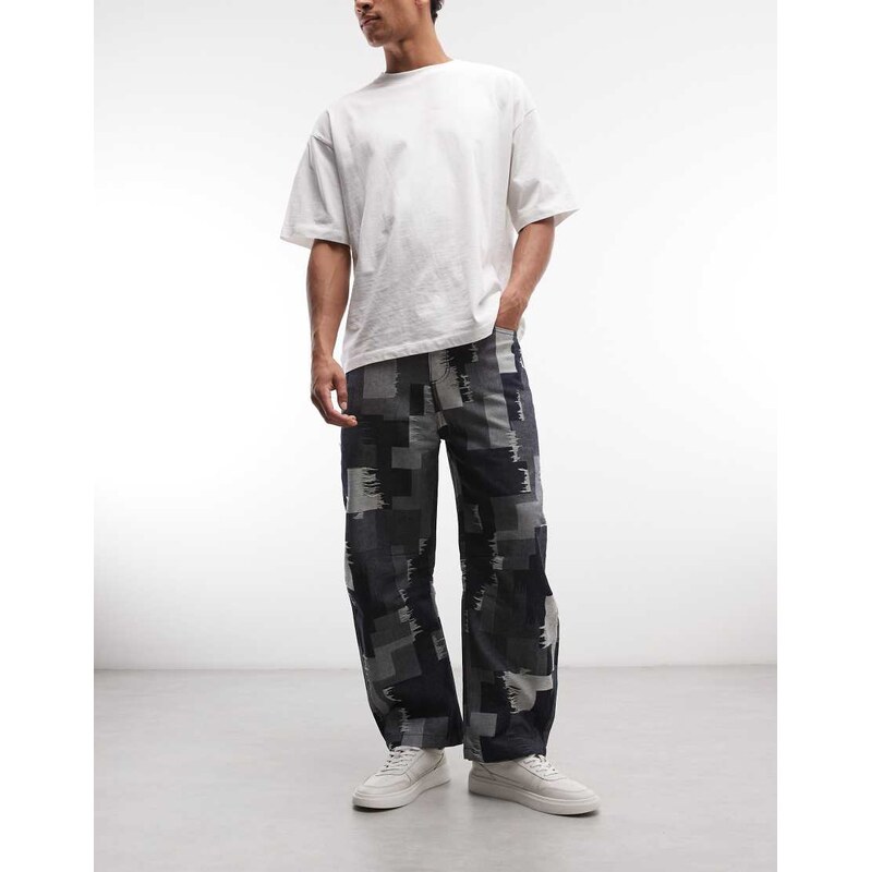 Sixth June patchwork denim trousers in blue