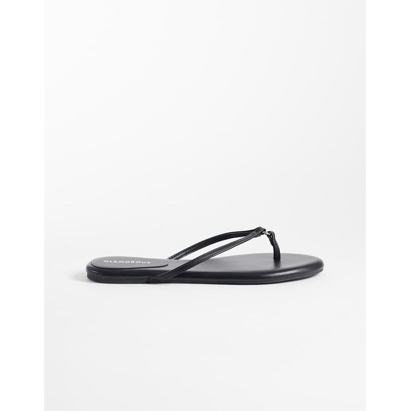 Glamorous flip flops in black