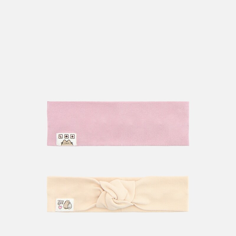 Reserved - Bavlněné čelenky 2 pack Pusheen - vícebarevná