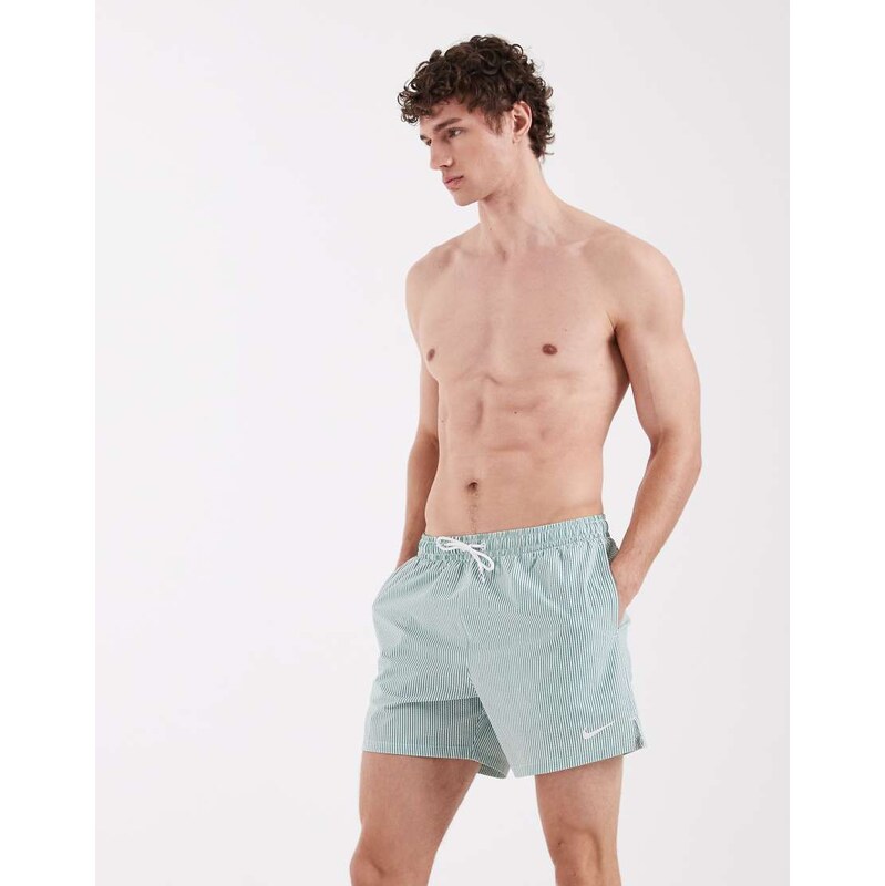 Nike Swimming Nike 5 inch Volley seersucker swim shorts in green