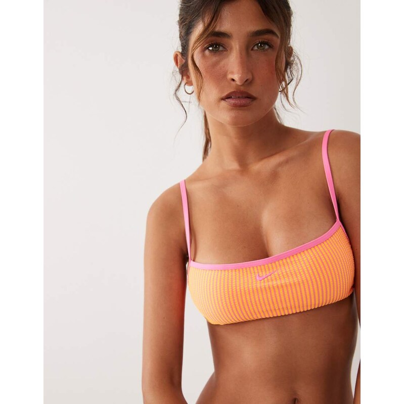 Nike Swimming Nike square neck bikini top in pink