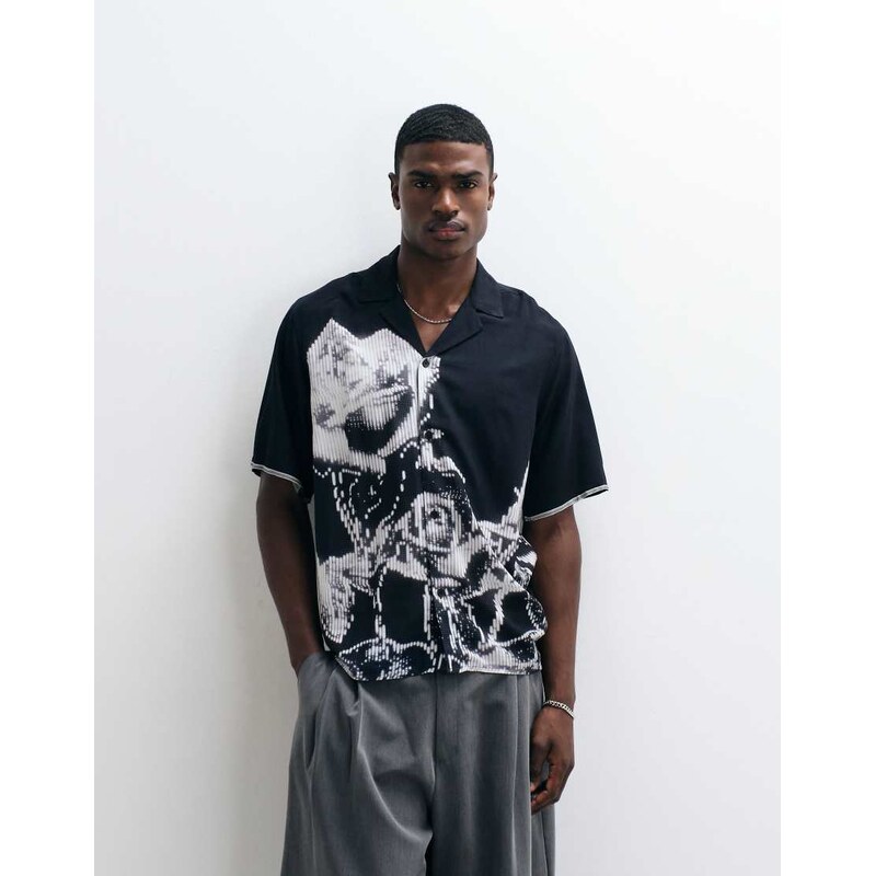 Vertere Berlin morph viscose shirt in black and white