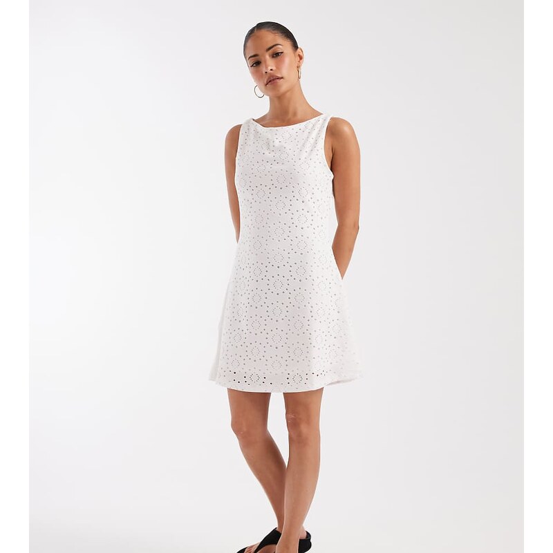 Vero Moda Petite jersey floral broderie sleeveless mini dress in
