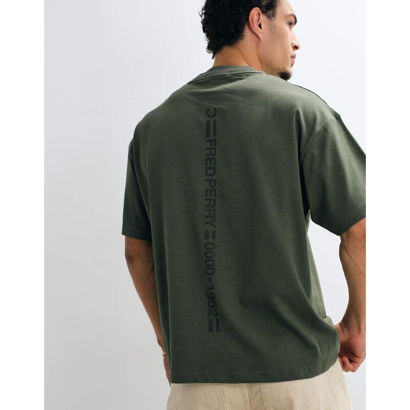Fred Perry vertical back print text logo graphic t-shirt in
