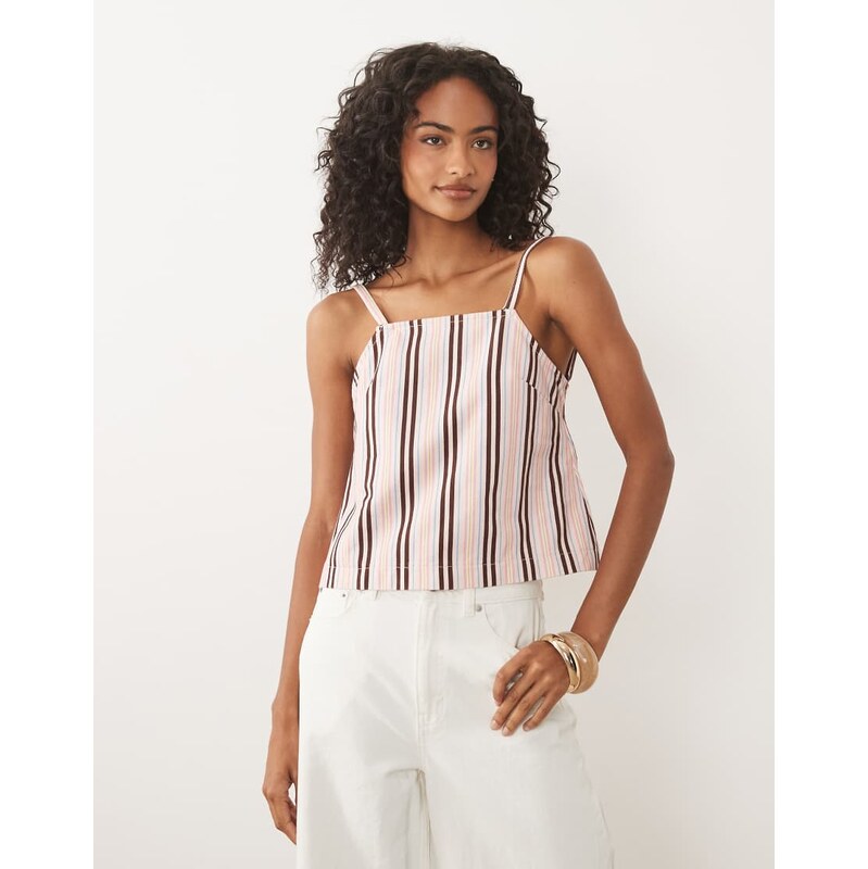ASOS DESIGN aline tank topin stripe denim-Multi
