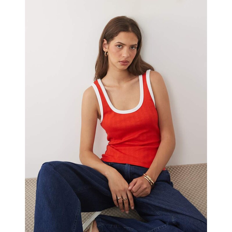 ASOS DESIGN scoop neck sleeveless vest top in red