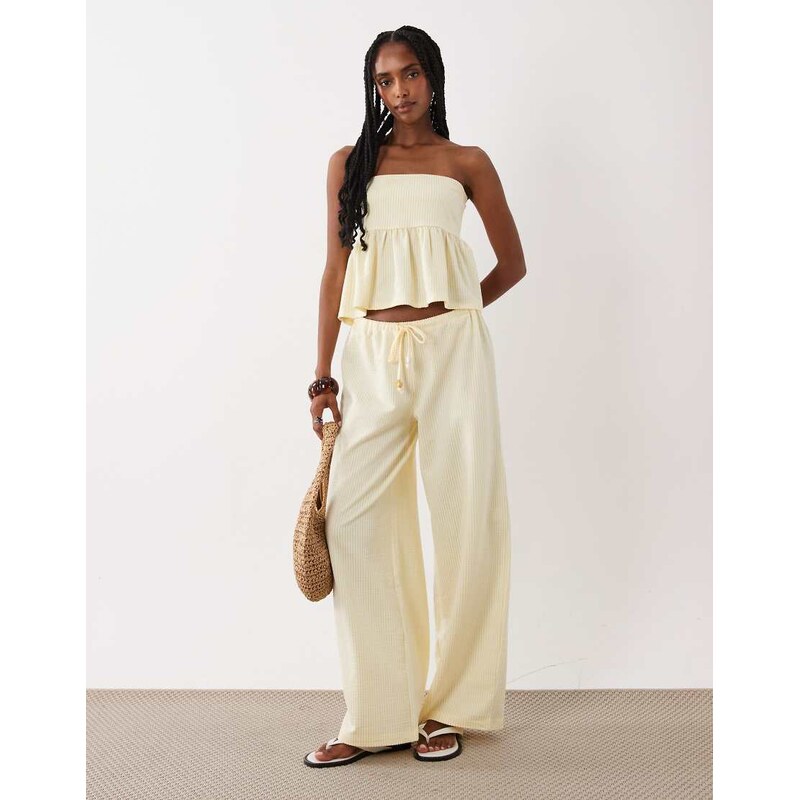 ASOS DESIGN Micro stripe wide leg co-ord trousers in buttermilk