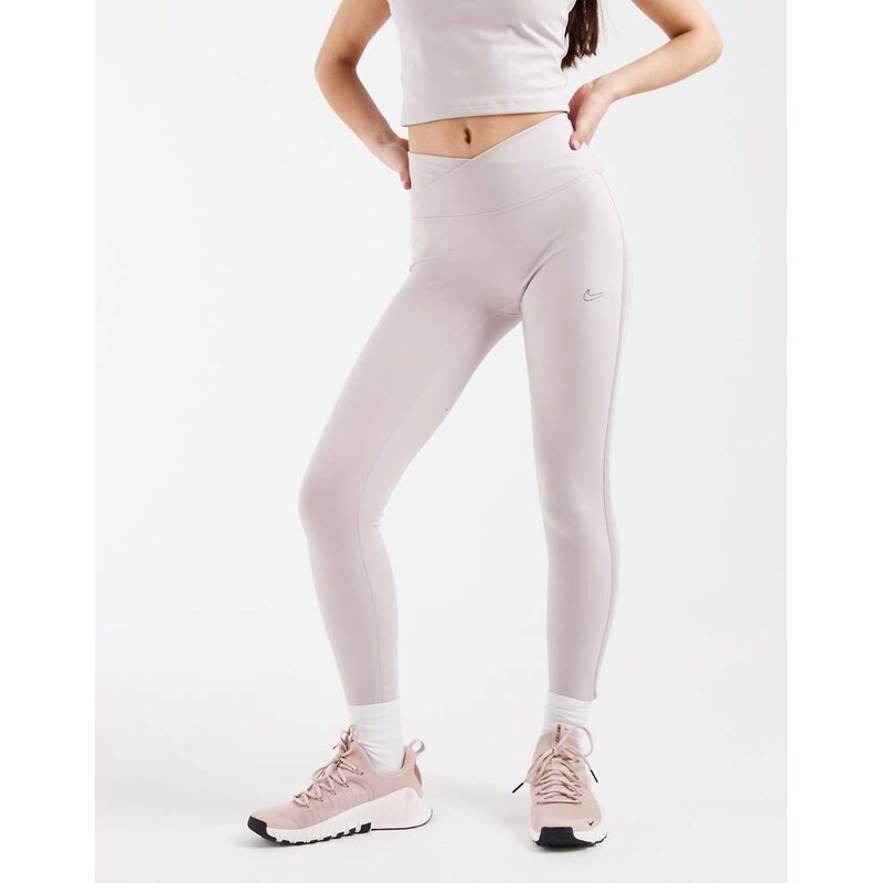 Nike Training One Dri-FIT wrap waist leggings in light pink
