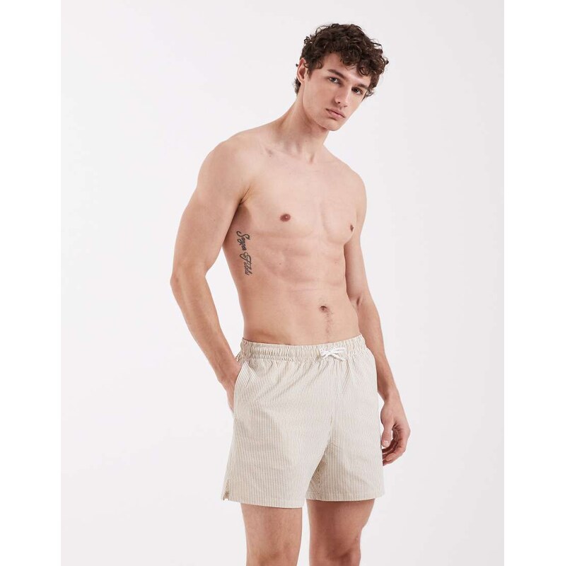 Nike Swimming Nike 5 inch Volley seersucker swim shorts in beige