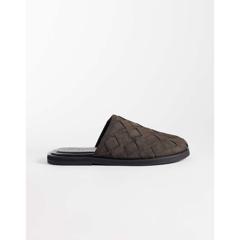 ASOS DESIGN woven mule sandals in brown
