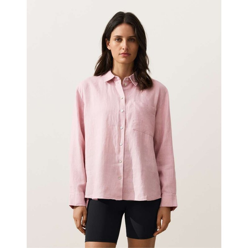 OYSHO 100% linen relaxed shirt in dusty pink