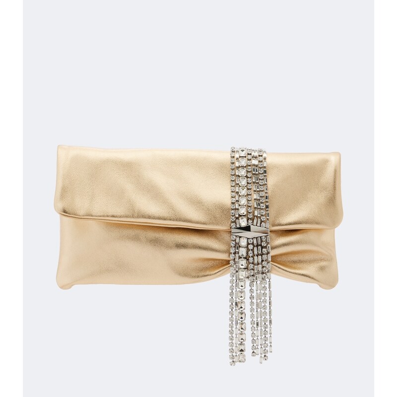 Jimmy Choo Zandra embellished metallic leather clutch