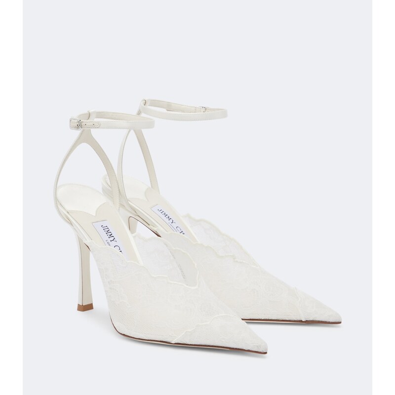 Jimmy Choo Bridal Faiz lace and leather pumps