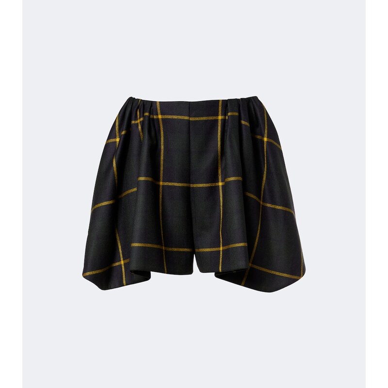 Kraťasy Patou Checked z čisté vlny v barvě Pine Winter Tartan