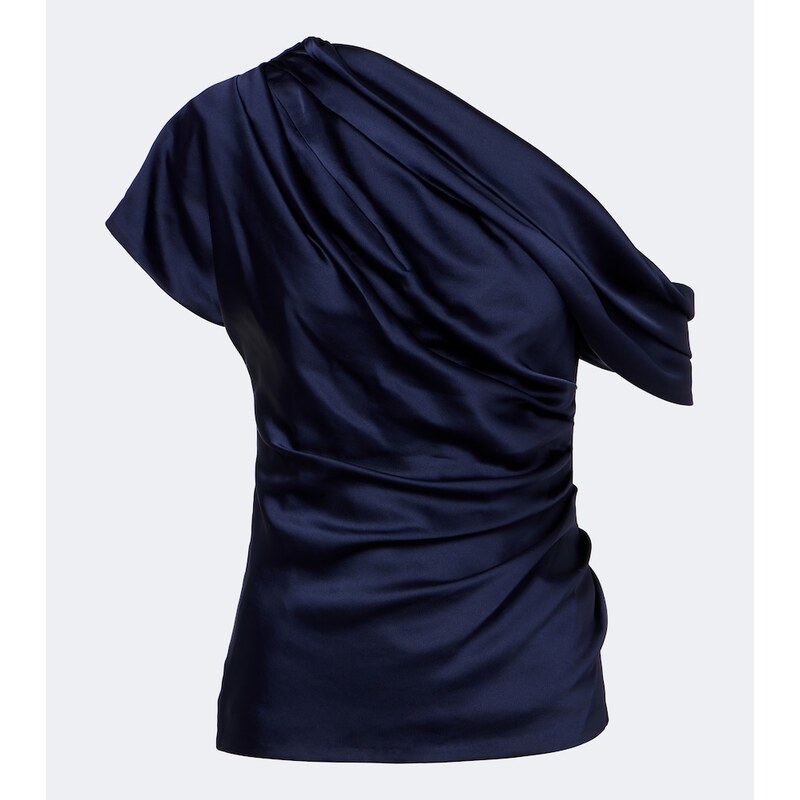 Simkhai Phoebe one-shoulder draped satin top
