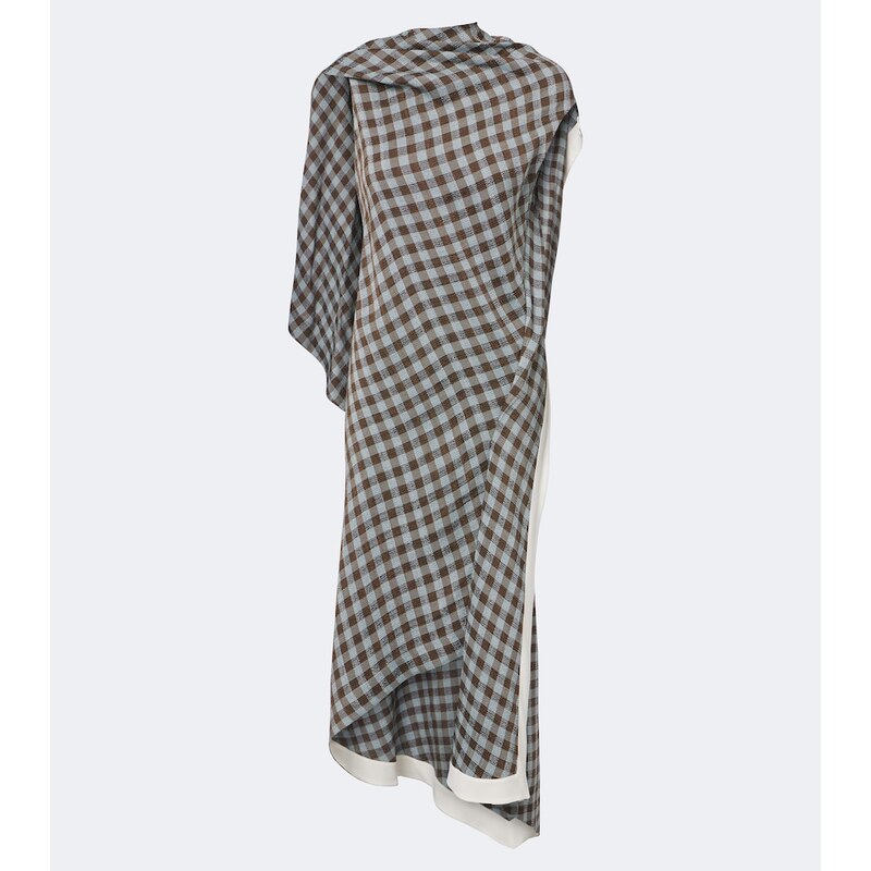 Loewe Gingham asymmetric crÃªpe midi dress