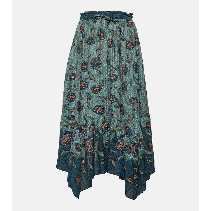 Ulla Johnson Alice asymmetric cotton-blend midi skirt