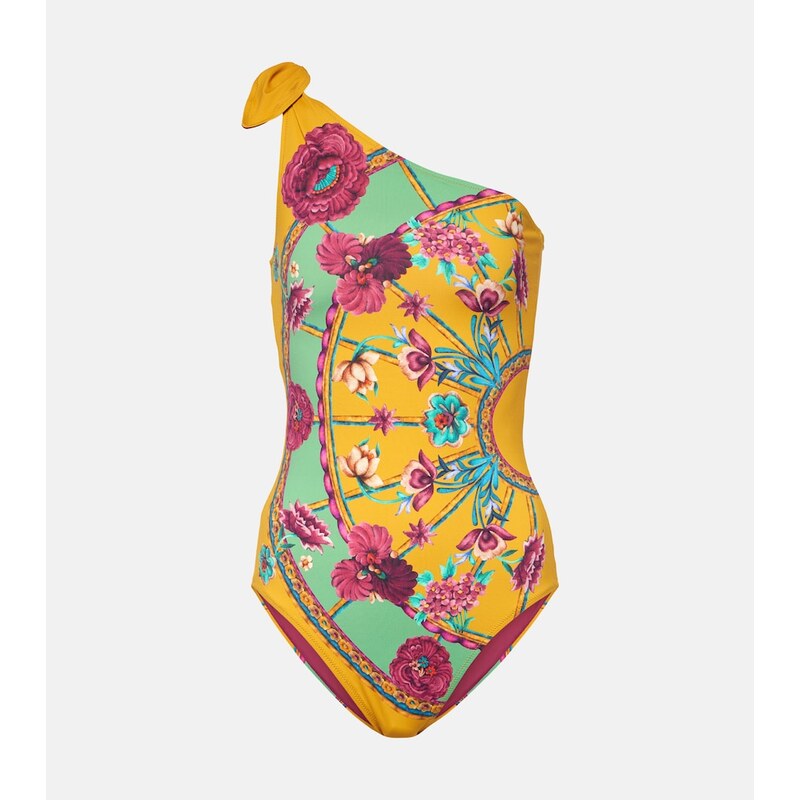 La DoubleJ Goddess floral one-shoulder swimsuit