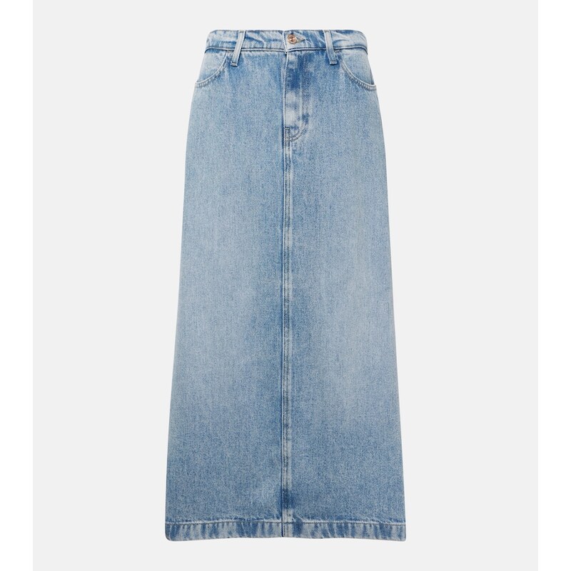 7 For All Mankind High-rise denim midi skirt