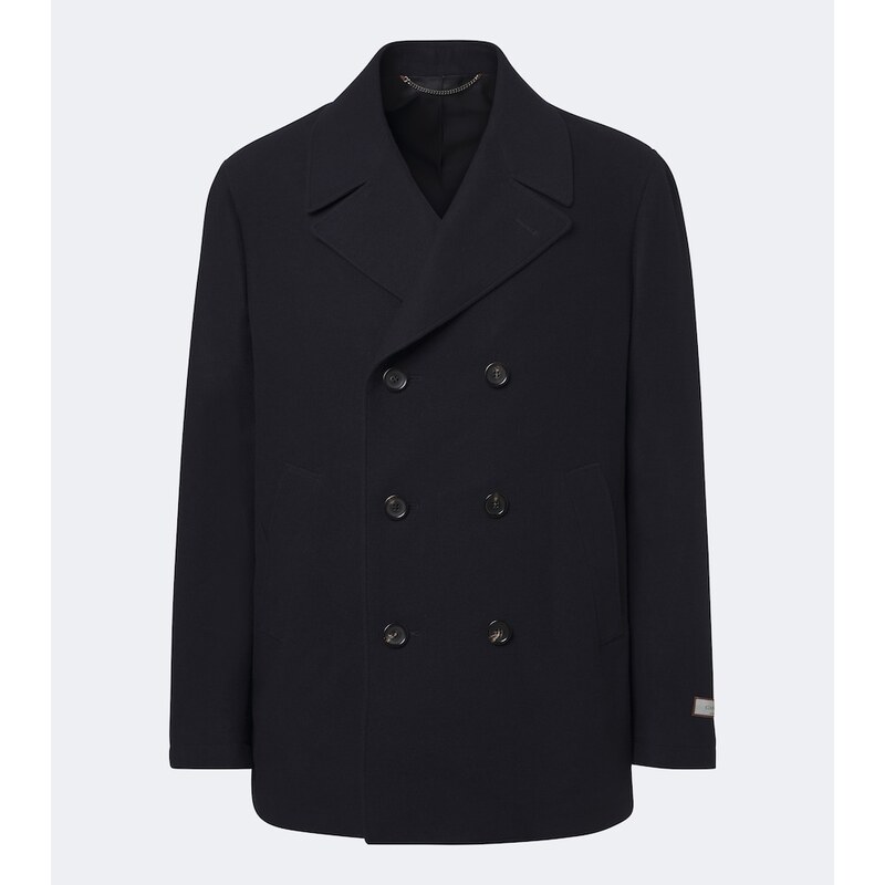 Pánský kabát Canali Wool peacoat v modré barvě