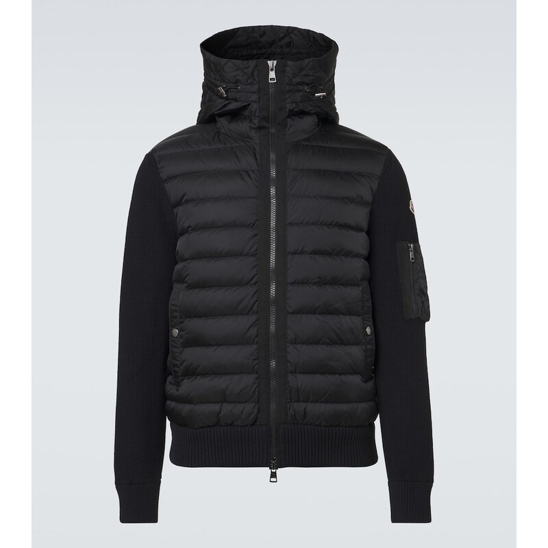 Pánská věsta Moncler Down-paneled cardigan v barvě černé